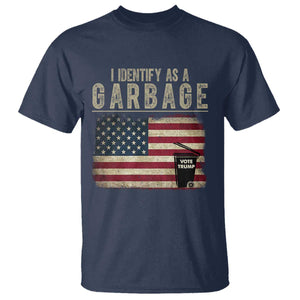 Funny Trump Garbage 2024 T Shirt I Identify As A Garbage Vote Trump American Flag TS11 Navy Print Your Wear