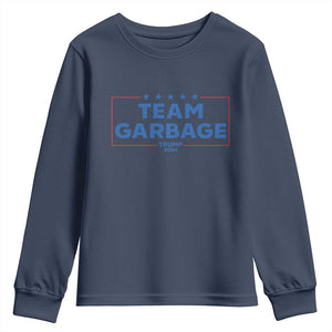 Team Garbage Trump 2024 Youth Sweatshirt Star Striped TS11 Navy Print Your Wear