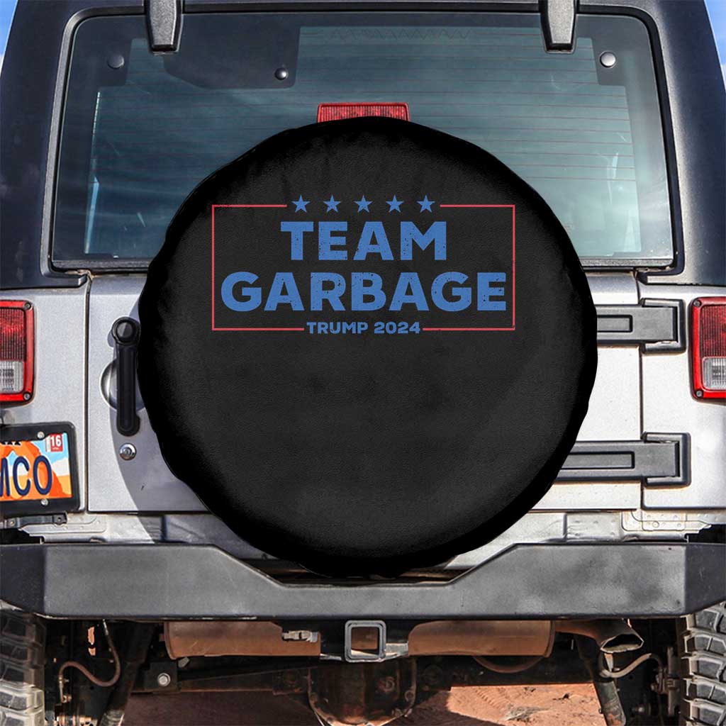 Team Garbage Trump 2024 Spare Tire Cover Vintage Star Striped TS11 No hole Black Print Your Wear