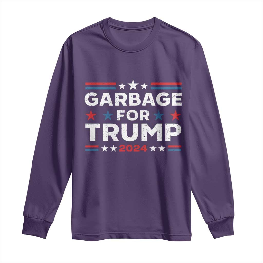 Garbage For Trump 2024 Long Sleeve Shirt Vintage Star Striped TS11 Purple Print Your Wear