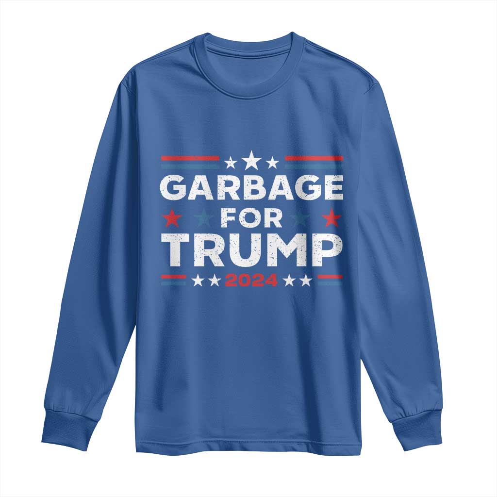 Garbage For Trump 2024 Long Sleeve Shirt Vintage Star Striped TS11 Royal Blue Print Your Wear