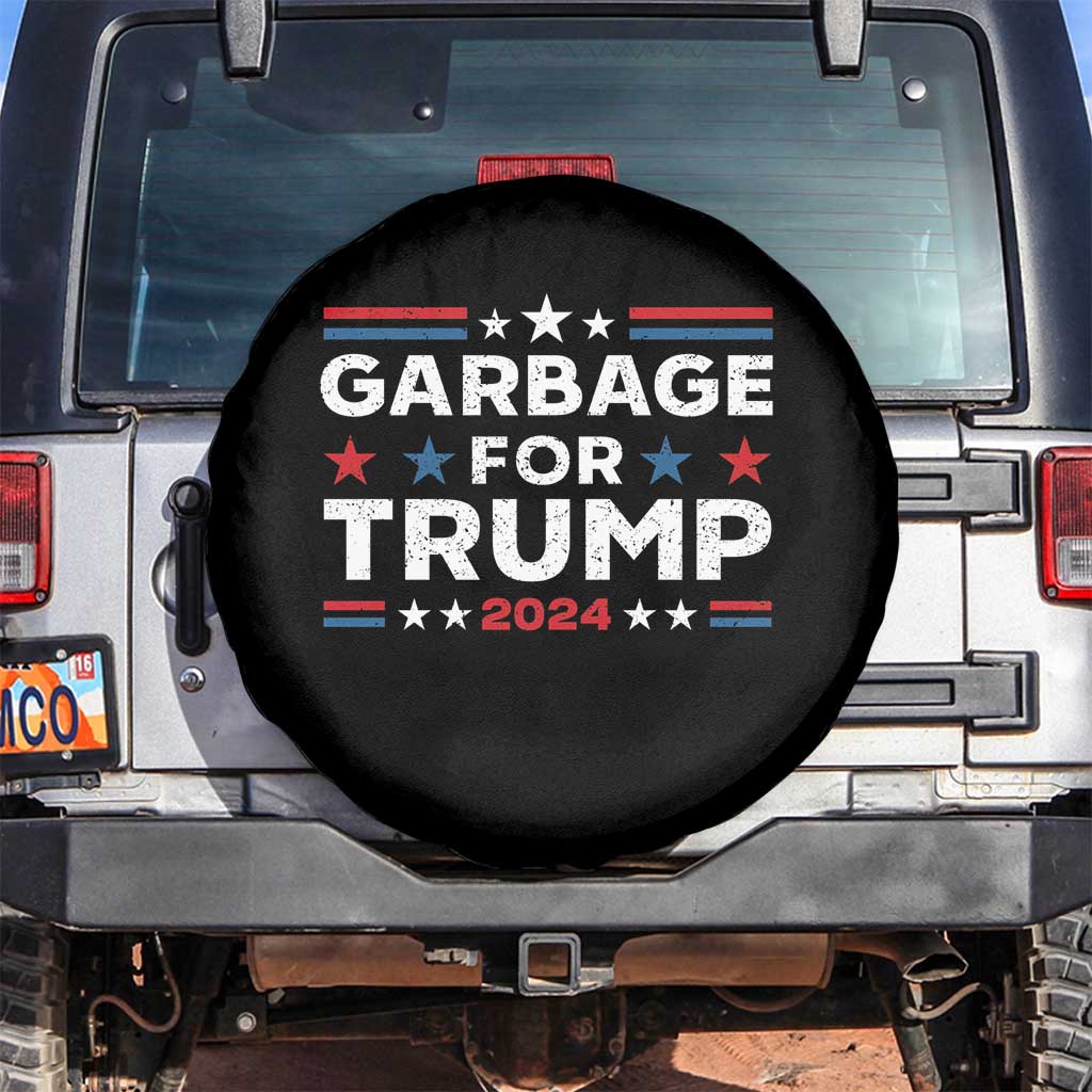 Garbage For Trump 2024 Spare Tire Cover Vintage Star Striped TS11 No hole Black Print Your Wear