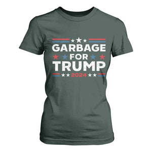Garbage For Trump 2024 T Shirt For Women Vintage Star Striped TS11 Dark Forest Green Print Your Wear