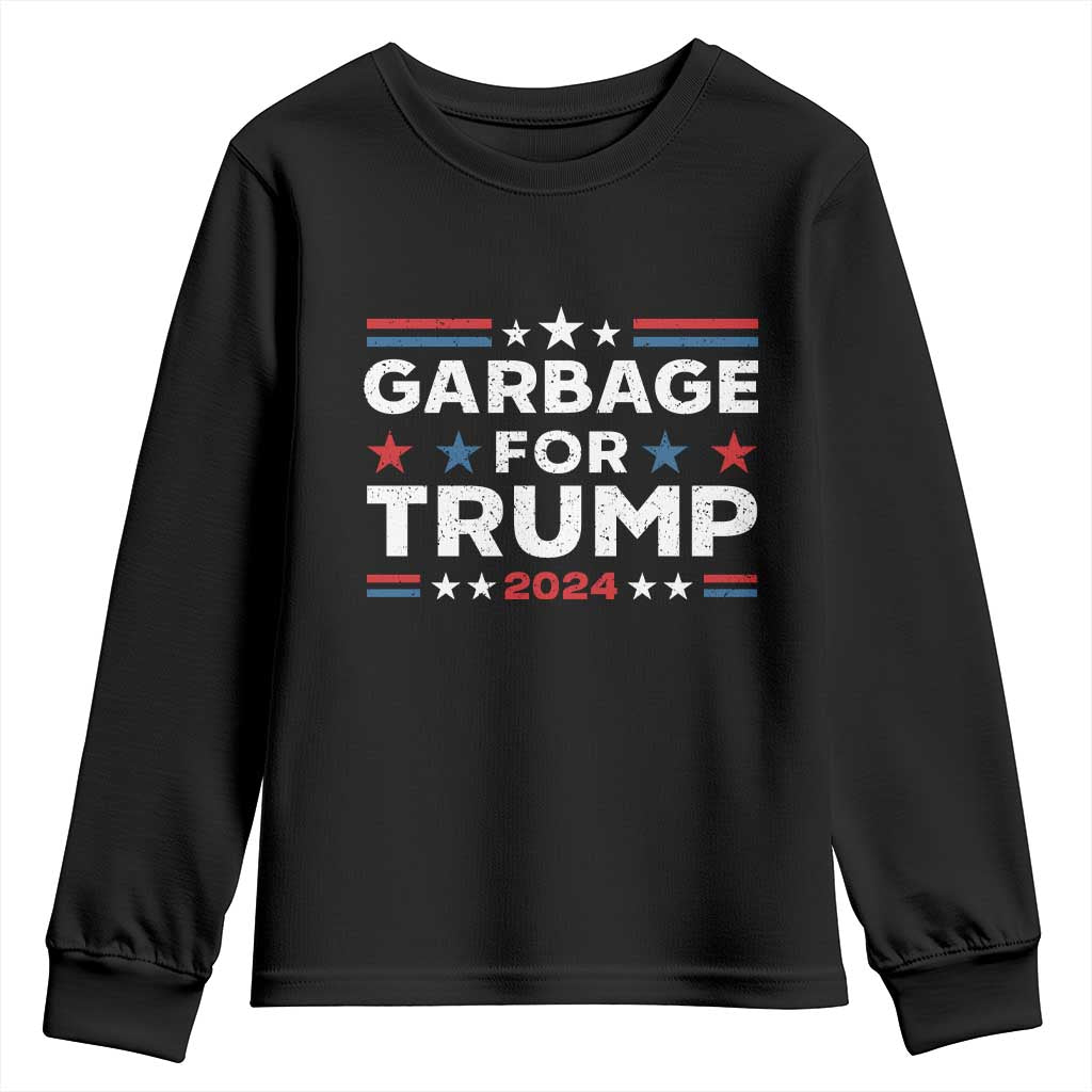 Garbage For Trump 2024 Youth Sweatshirt Vintage Star Striped TS11 Black Print Your Wear