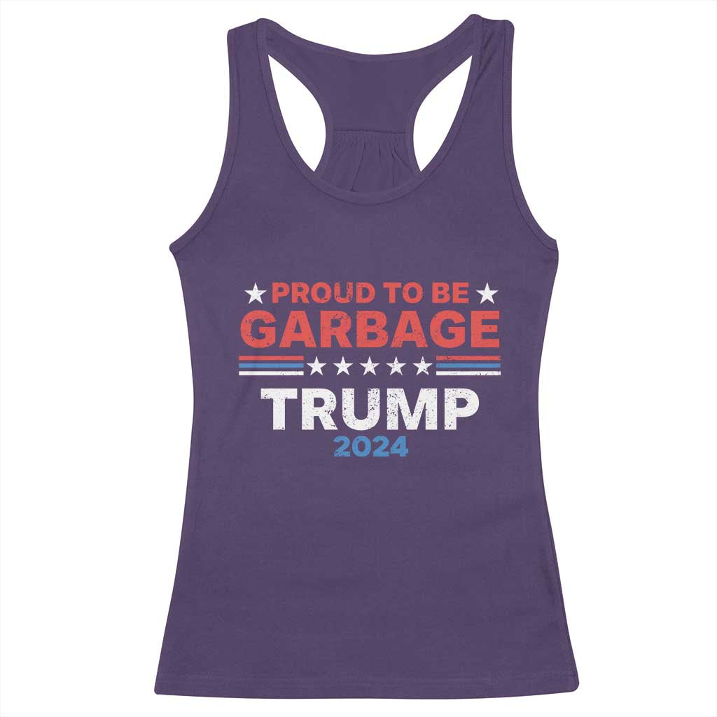 Funny Trump Garbage Racerback Tank Top Proud To Be Garbage Trump 2024 American Flag TS11 Purple Print Your Wear