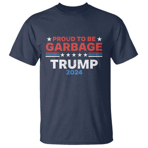 Funny Trump Garbage T Shirt Proud To Be Garbage Trump 2024 American Flag TS11 Navy Print Your Wear