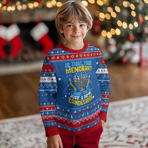Funny Is That your Menorah Cause That's Just A Damn Candelabra Hanukkah Ugly Sweater Chanukah Menorah TS11 Blue Red Print Your Wear
