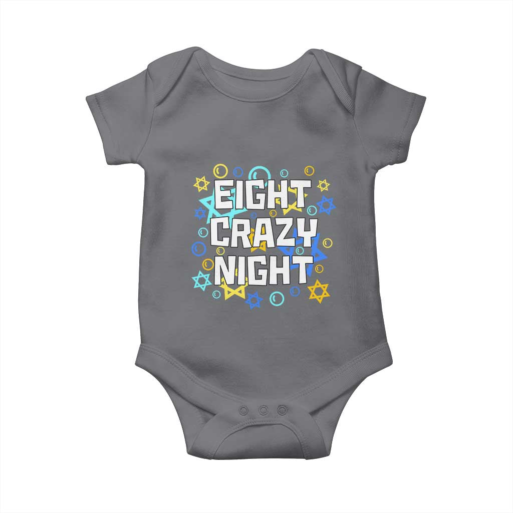 Funny Hanukkah Eight Crazy Night Baby Onesie Jewish Hebrew Chanukah David Stars TS11 Charcoal Print Your Wear