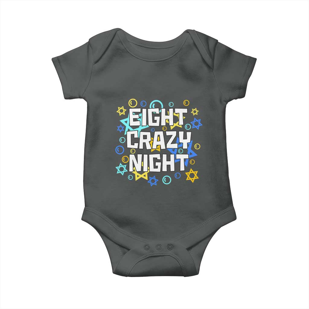 Funny Hanukkah Eight Crazy Night Baby Onesie Jewish Hebrew Chanukah David Stars TS11 Dark Heather Print Your Wear