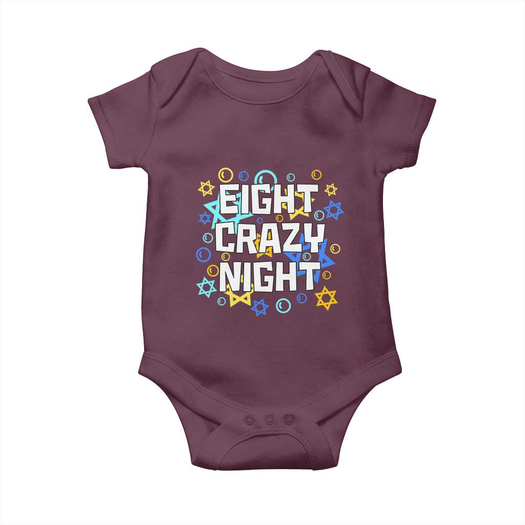Funny Hanukkah Eight Crazy Night Baby Onesie Jewish Hebrew Chanukah David Stars TS11 Maroon Print Your Wear