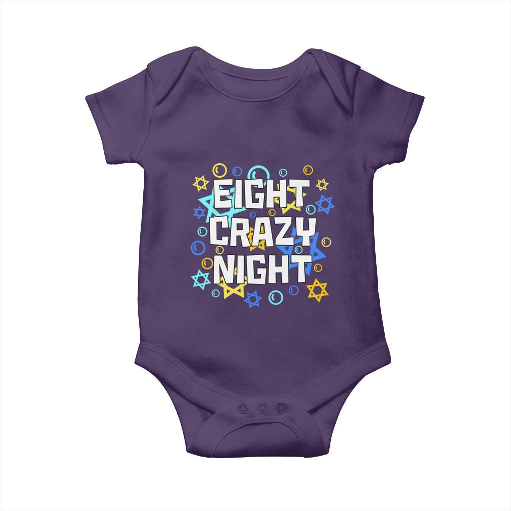 Funny Hanukkah Eight Crazy Night Baby Onesie Jewish Hebrew Chanukah David Stars TS11 Purple Print Your Wear