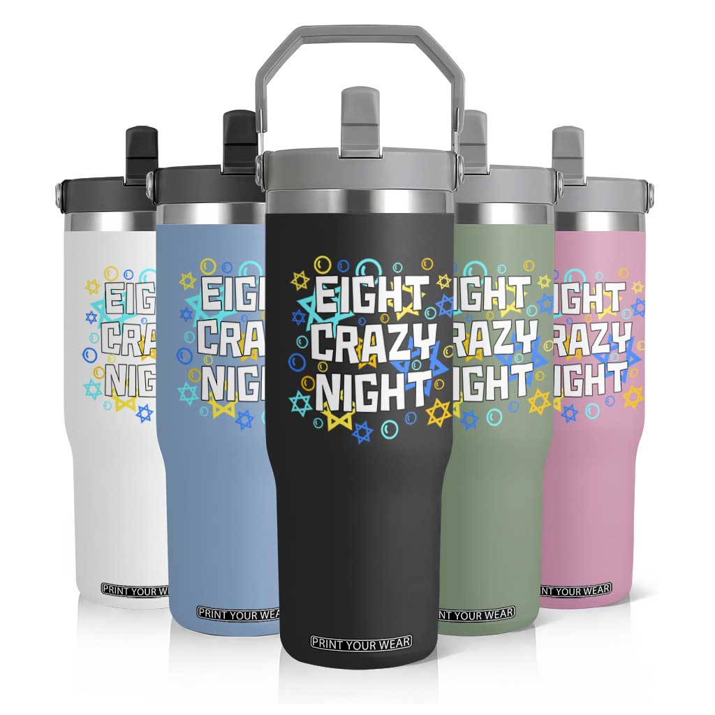 Funny Hanukkah Eight Crazy Night Flip Straw Tumbler Jewish Hebrew Chanukah David Stars TS11 Print Your Wear