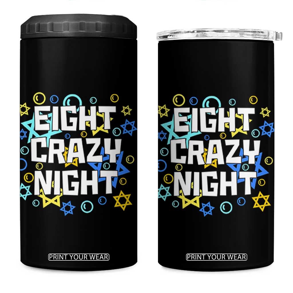 Funny Hanukkah Eight Crazy Night 4 in 1 Can Cooler Tumbler Jewish Hebrew Chanukah David Stars TS11 One Size: 16 oz Black Print Your Wear