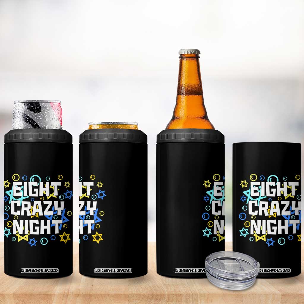 Funny Hanukkah Eight Crazy Night 4 in 1 Can Cooler Tumbler Jewish Hebrew Chanukah David Stars TS11 Print Your Wear