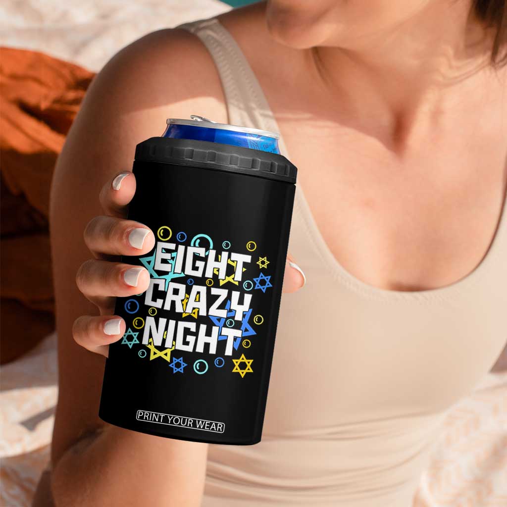 Funny Hanukkah Eight Crazy Night 4 in 1 Can Cooler Tumbler Jewish Hebrew Chanukah David Stars TS11 Print Your Wear