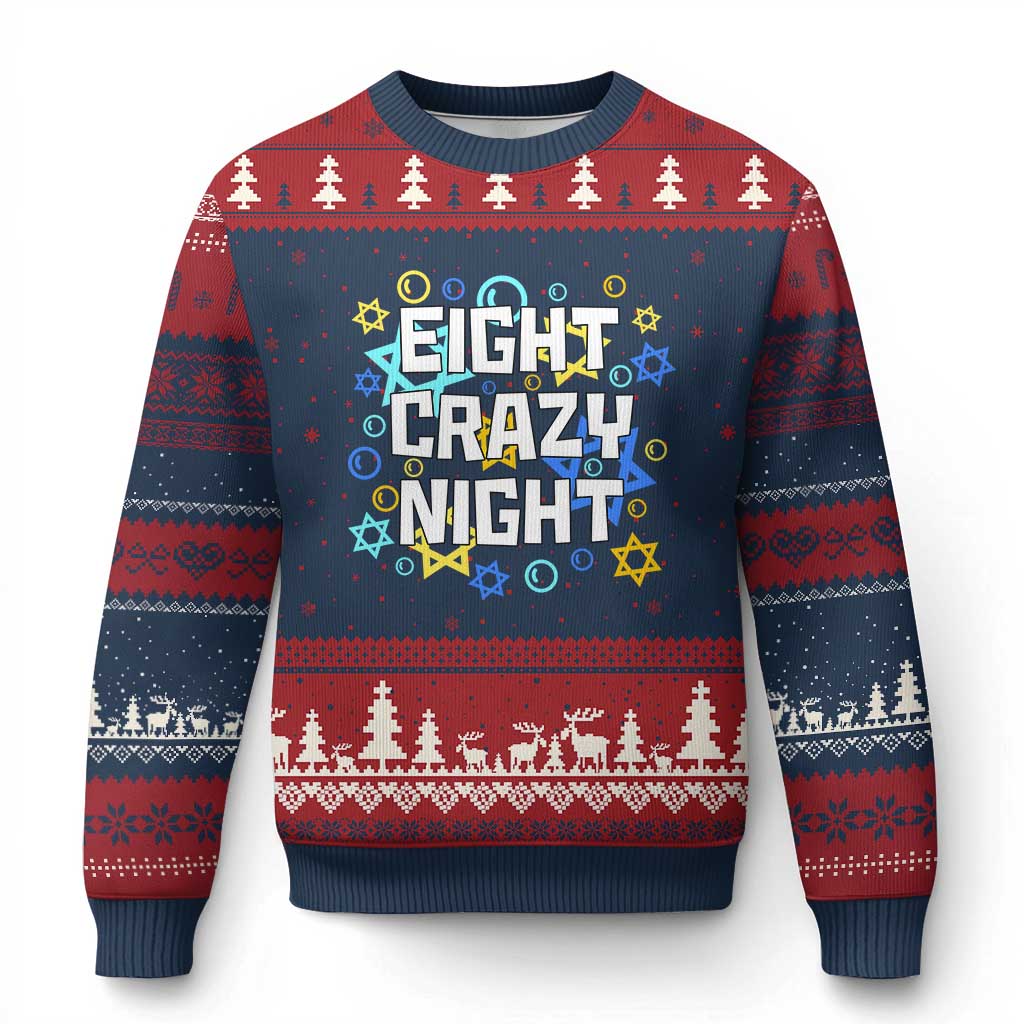 Funny Hanukkah Eight Crazy Night Ugly Christmas Sweater Jewish Hebrew Chanukah David Stars TS11 Navy Red Print Your Wear