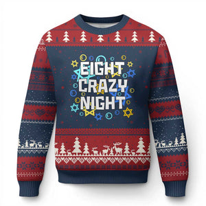 Funny Hanukkah Eight Crazy Night Ugly Christmas Sweater Jewish Hebrew Chanukah David Stars TS11 Navy Red Print Your Wear