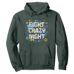 Funny Hanukkah Eight Crazy Night Hoodie Jewish Hebrew Chanukah David Stars TS11 Dark Forest Green Print Your Wear