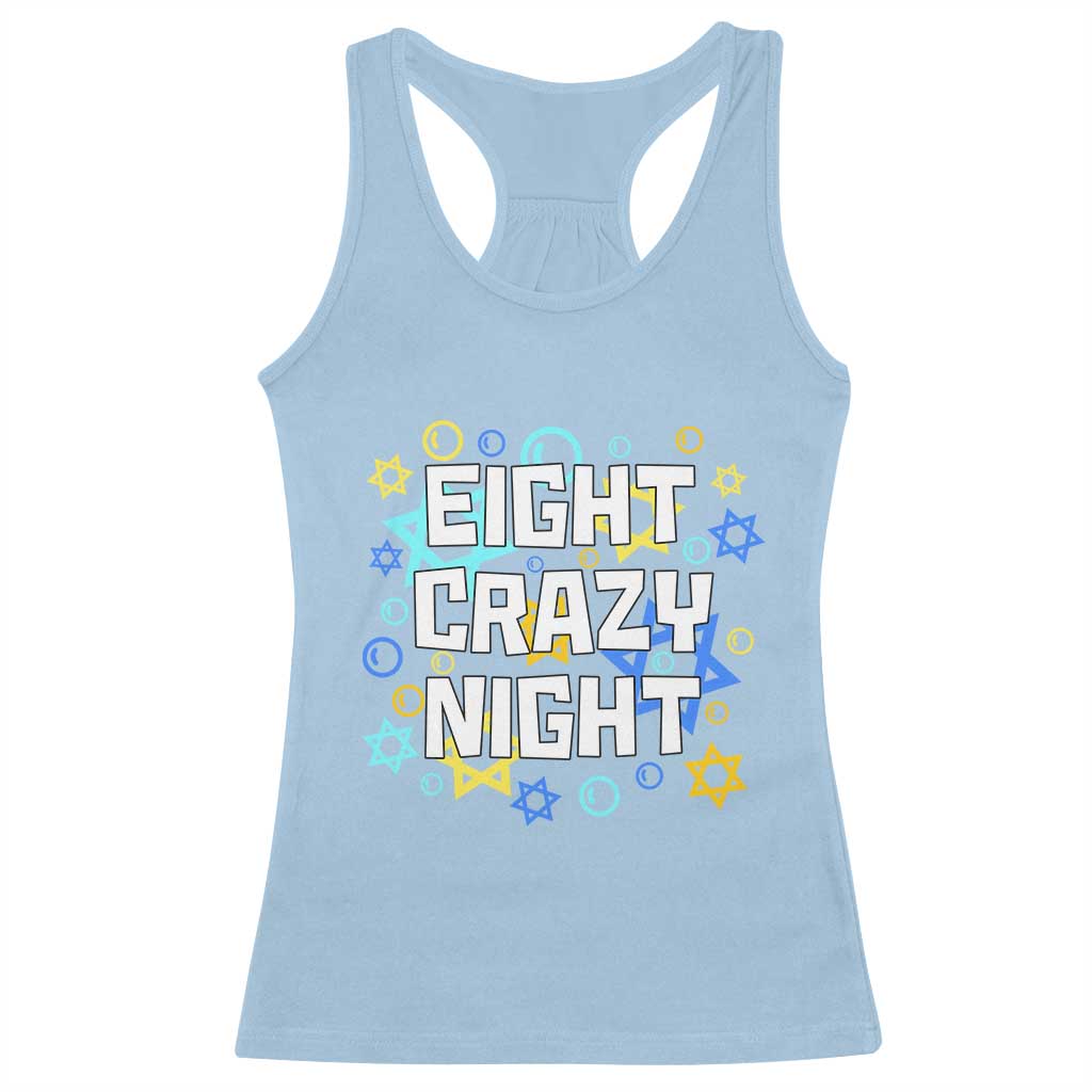 Funny Hanukkah Eight Crazy Night Racerback Tank Top Jewish Hebrew Chanukah David Stars TS11 Light Blue Print Your Wear