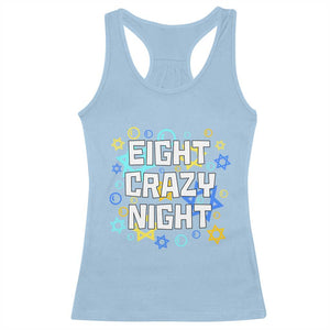 Funny Hanukkah Eight Crazy Night Racerback Tank Top Jewish Hebrew Chanukah David Stars TS11 Light Blue Print Your Wear