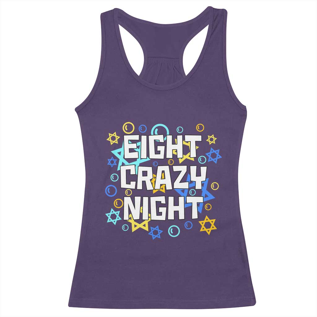 Funny Hanukkah Eight Crazy Night Racerback Tank Top Jewish Hebrew Chanukah David Stars TS11 Purple Print Your Wear