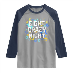 Funny Hanukkah Eight Crazy Night Raglan Shirt Jewish Hebrew Chanukah David Stars TS11 Sport Gray Navy Print Your Wear