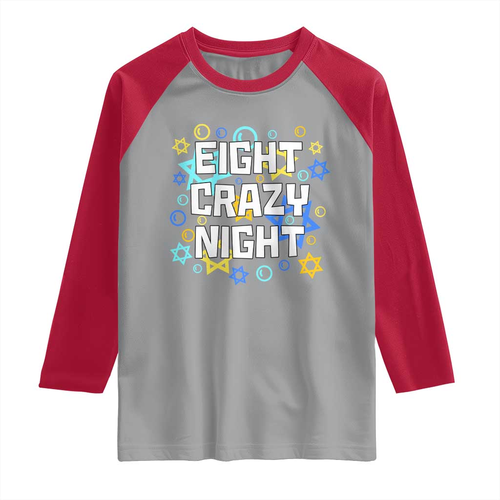 Funny Hanukkah Eight Crazy Night Raglan Shirt Jewish Hebrew Chanukah David Stars TS11 Sport Gray Red Print Your Wear