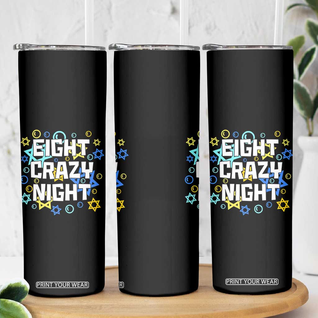 Funny Hanukkah Eight Crazy Night Skinny Tumbler Jewish Hebrew Chanukah David Stars TS11 Print Your Wear