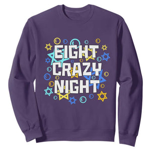 Funny Hanukkah Eight Crazy Night Sweatshirt Jewish Hebrew Chanukah David Stars TS11 Purple Print Your Wear