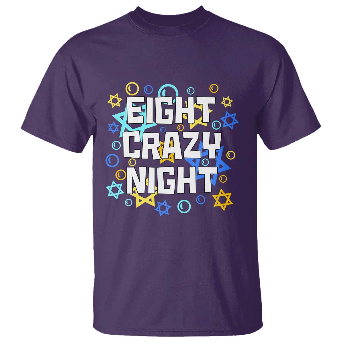 Funny Hanukkah Eight Crazy Night T Shirt Jewish Hebrew Chanukah David Stars TS11 Purple Print Your Wear