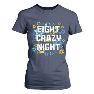 Funny Hanukkah Eight Crazy Night T Shirt For Women Jewish Hebrew Chanukah David Stars TS11 Navy Print Your Wear