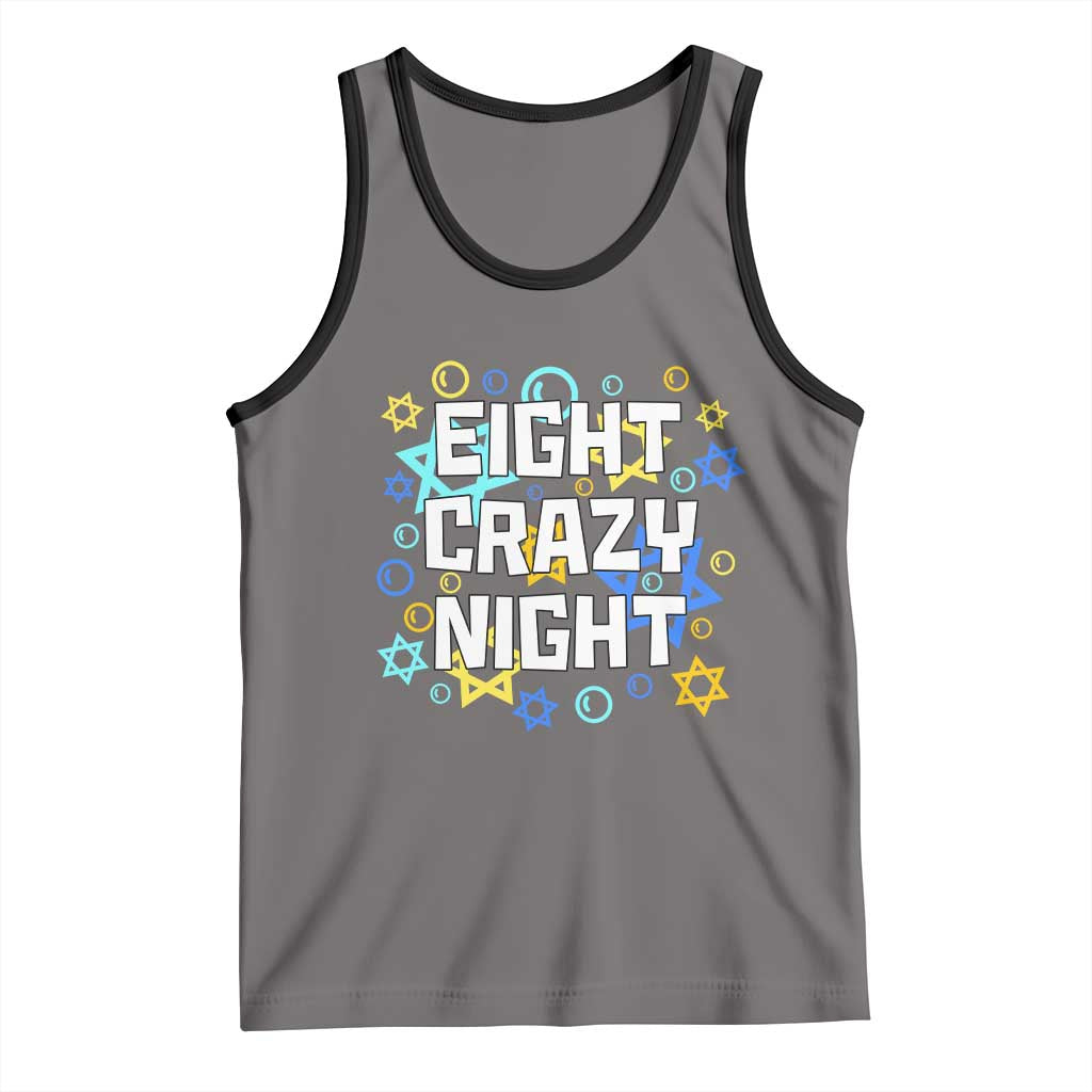 Funny Hanukkah Eight Crazy Night Tank Top Jewish Hebrew Chanukah David Stars TS11 Deep Heather Black Print Your Wear