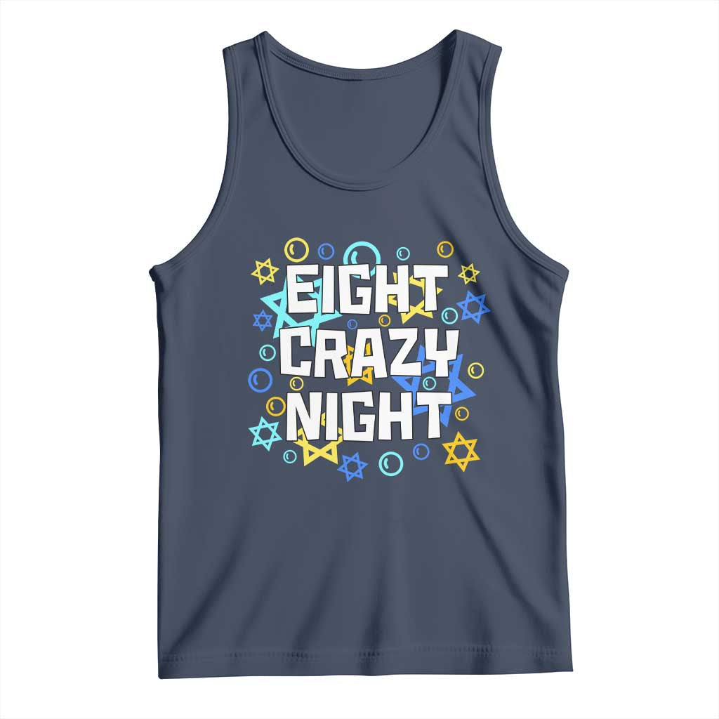 Funny Hanukkah Eight Crazy Night Tank Top Jewish Hebrew Chanukah David Stars TS11 Navy Print Your Wear