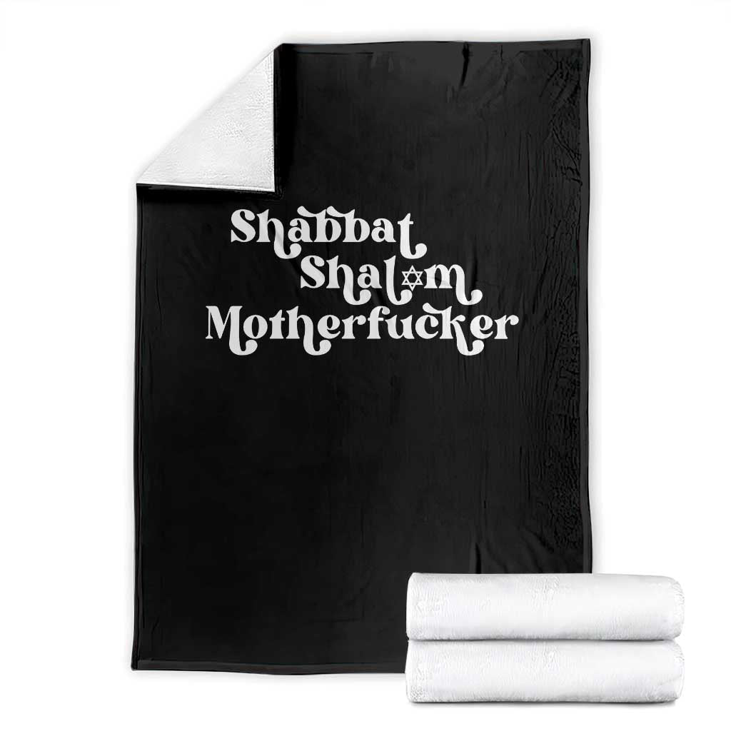 Funny Shabbat Shalom Motherfucker Throw Blanket Jewish Kosher TS11 Black Print Your Wear