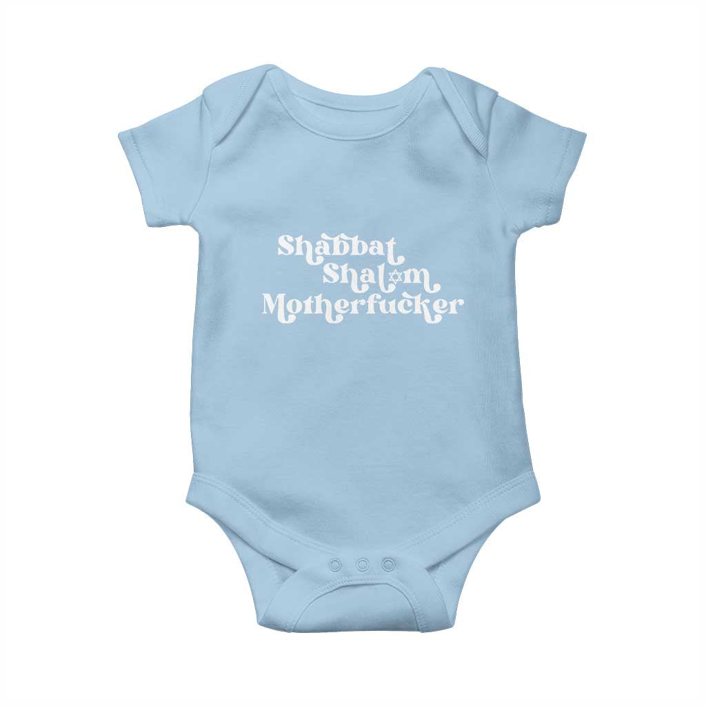 Funny Shabbat Shalom Motherfucker Baby Onesie Jewish Kosher TS11 Light Blue Print Your Wear