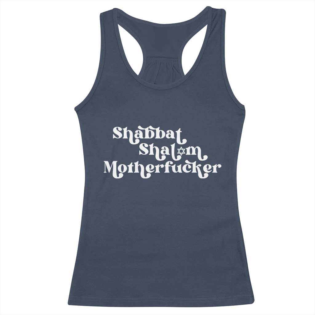 Funny Shabbat Shalom Motherfucker Racerback Tank Top Jewish Kosher TS11 Navy Print Your Wear
