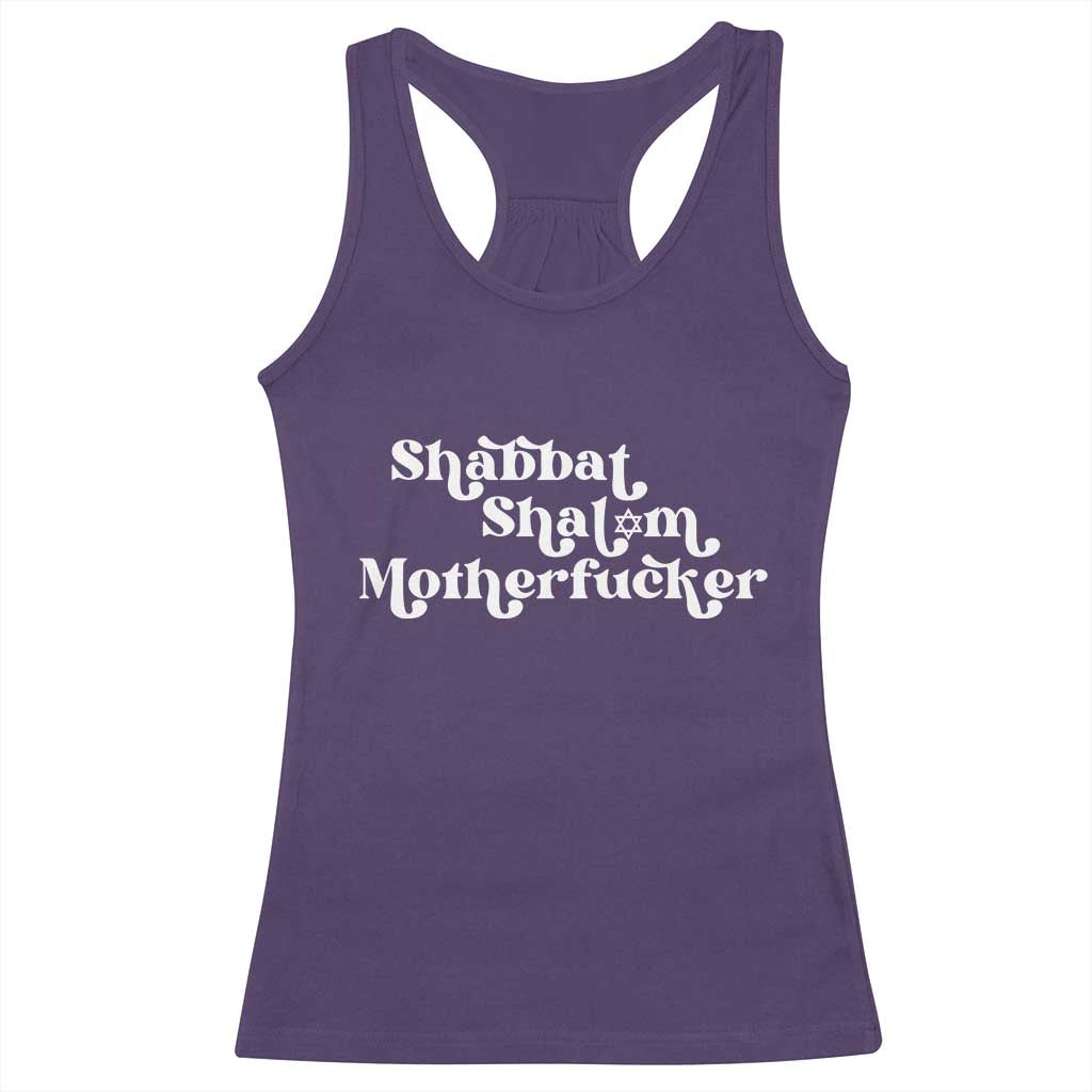 Funny Shabbat Shalom Motherfucker Racerback Tank Top Jewish Kosher TS11 Purple Print Your Wear