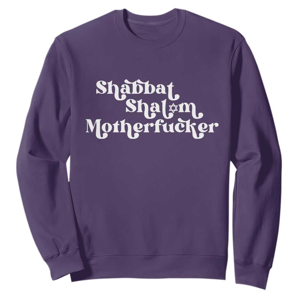 Funny Shabbat Shalom Motherfucker Sweatshirt Jewish Kosher TS11 Purple Print Your Wear