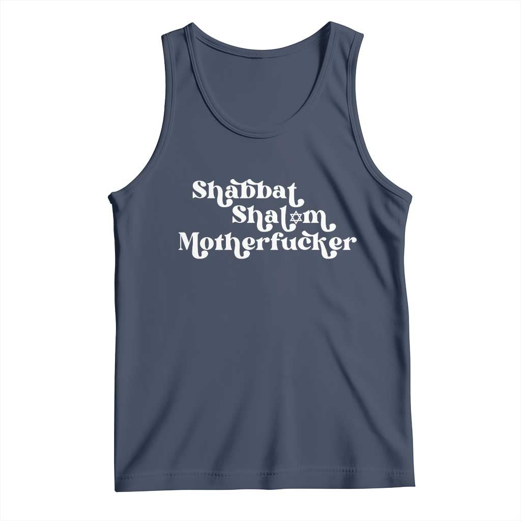 Funny Shabbat Shalom Motherfucker Tank Top Jewish Kosher TS11 Navy Print Your Wear