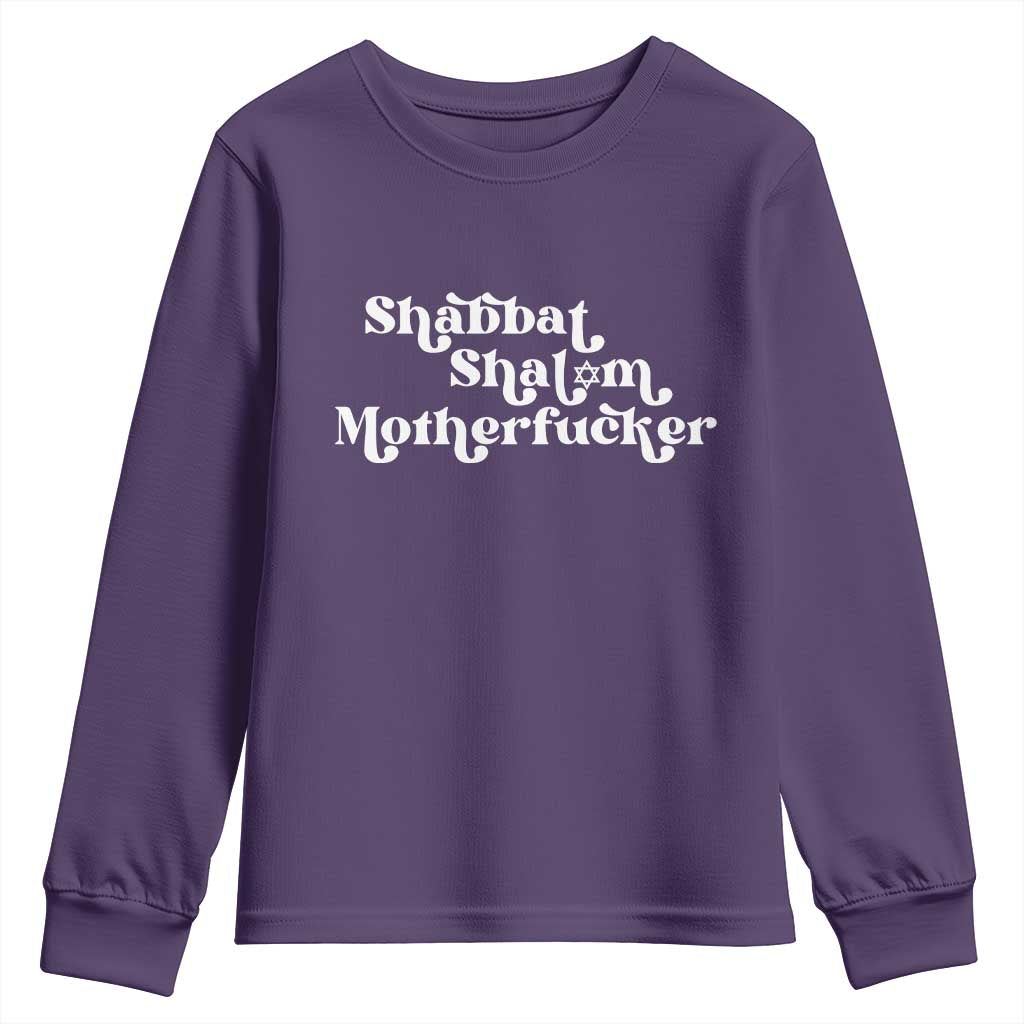 Funny Shabbat Shalom Motherfucker Youth Sweatshirt Jewish Kosher TS11 Purple Print Your Wear