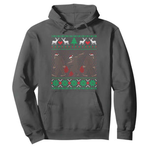 Funny Santa Bigfoot Squad Christmas Hoodie TS11 Dark Heather Print Your Wear