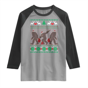Funny Santa Bigfoot Squad Christmas Raglan Shirt TS11 Sport Gray Black Print Your Wear