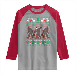 Funny Santa Bigfoot Squad Christmas Raglan Shirt TS11 Sport Gray Red Print Your Wear