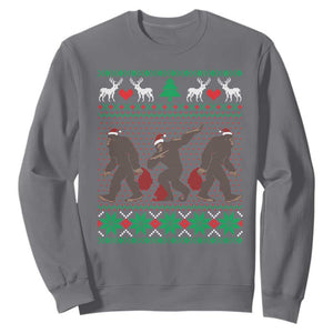 Funny Santa Bigfoot Squad Christmas Sweatshirt TS11 Charcoal Print Your Wear