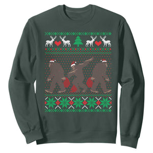 Funny Santa Bigfoot Squad Christmas Sweatshirt TS11 Dark Forest Green Print Your Wear