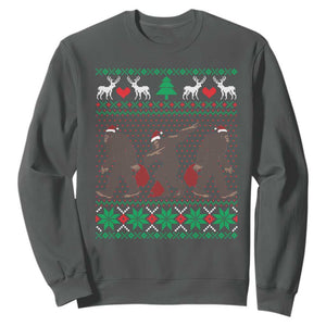 Funny Santa Bigfoot Squad Christmas Sweatshirt TS11 Dark Heather Print Your Wear