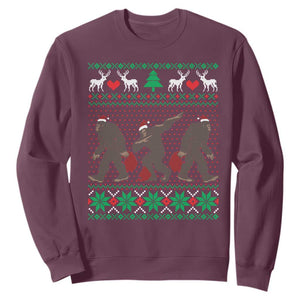 Funny Santa Bigfoot Squad Christmas Sweatshirt TS11 Maroon Print Your Wear