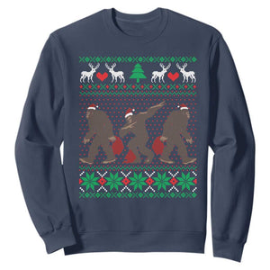 Funny Santa Bigfoot Squad Christmas Sweatshirt TS11 Navy Print Your Wear