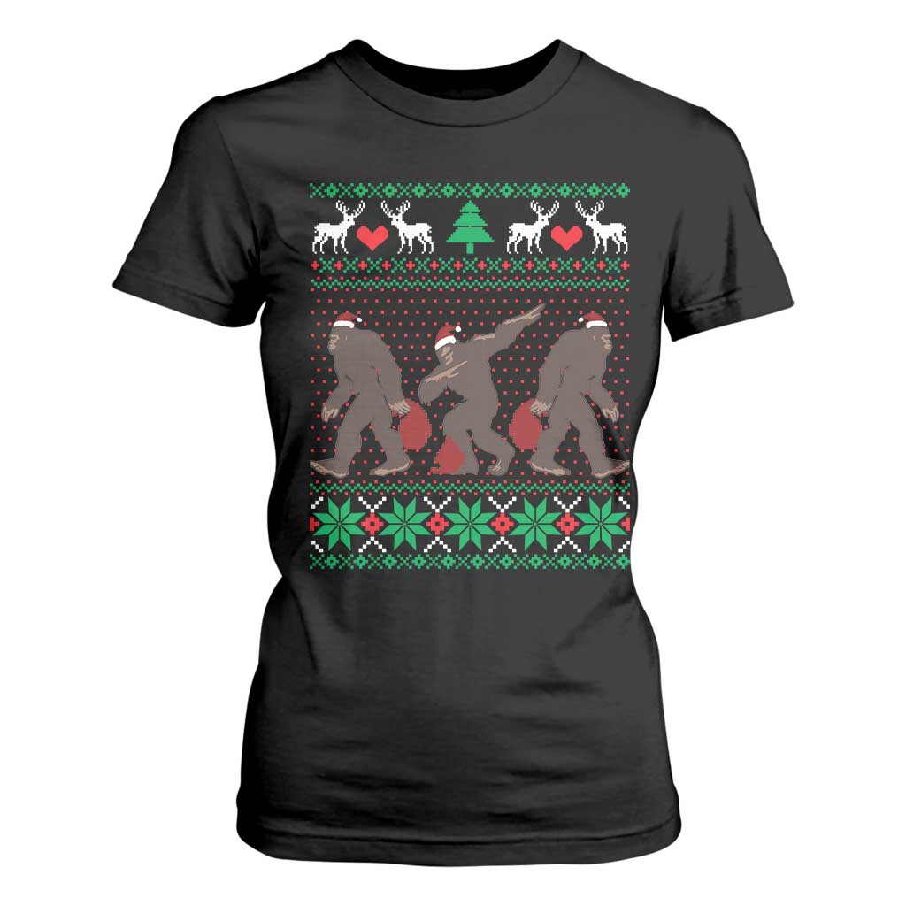Funny Santa Bigfoot Squad Christmas T Shirt For Women TS11 Black Print Your Wear