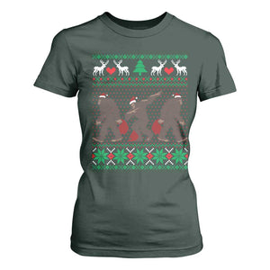 Funny Santa Bigfoot Squad Christmas T Shirt For Women TS11 Dark Forest Green Print Your Wear